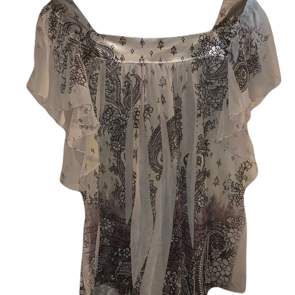 Vintage Torrid 1XL Gold See-Through Sheer Fairy Top Y2K